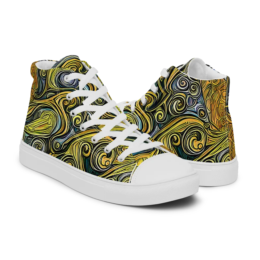 Solar Paisley on Women's High Top Canvas Shoes — Right