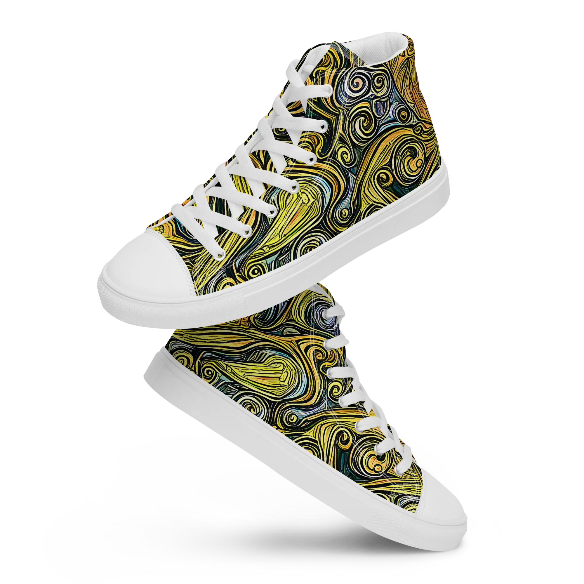 Solar Paisley on Women's High Top Canvas Shoes — Front