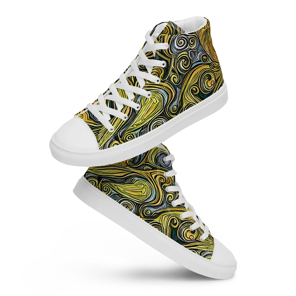 Solar Paisley on Women's High Top Canvas Shoes — Front