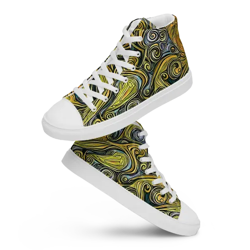 Solar Paisley on a Women's High Top Canvas Shoes