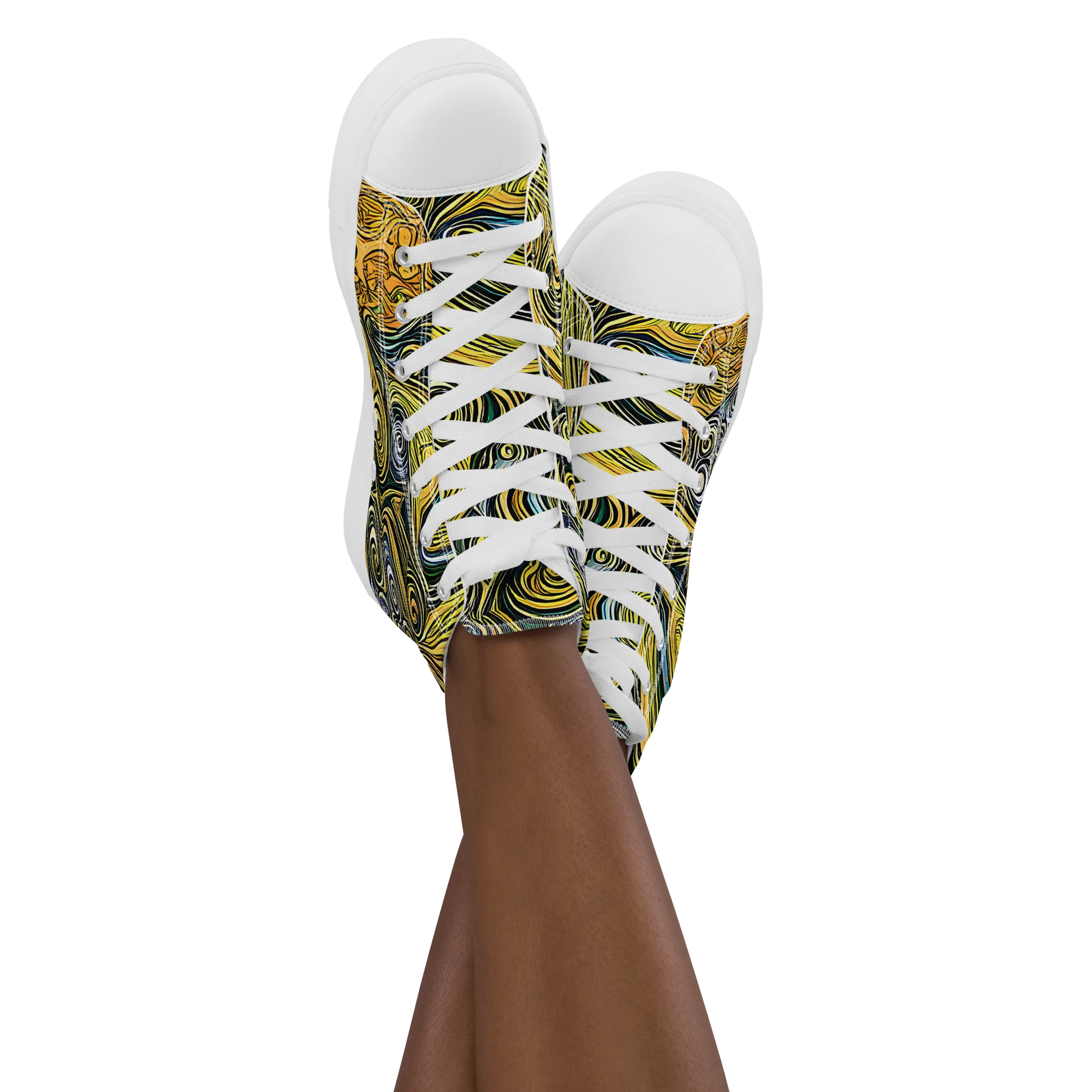 Solar Paisley on Women's High Top Canvas Shoes — Front