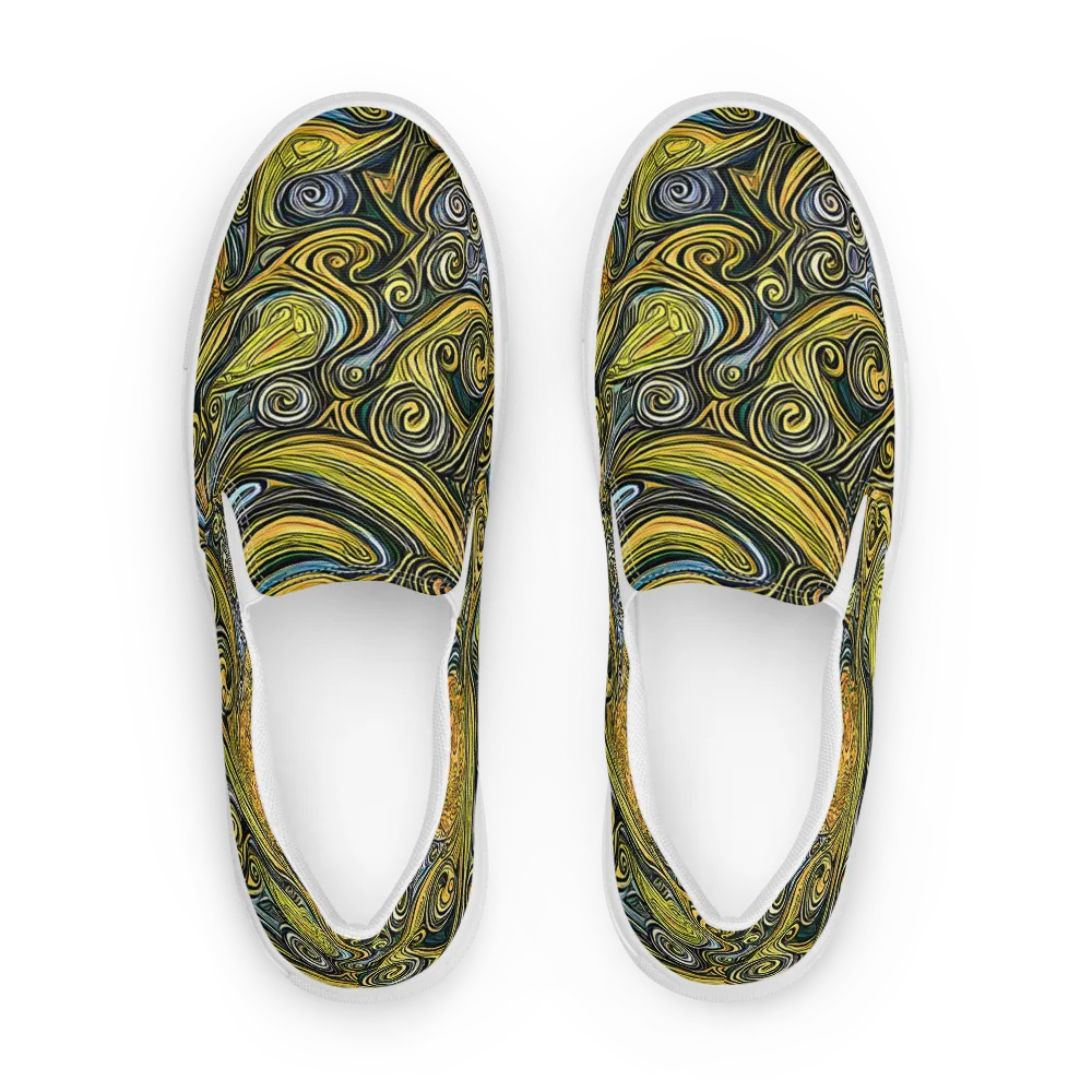 Solar Paisley on Men's Slip-On Canvas Shoes — Front