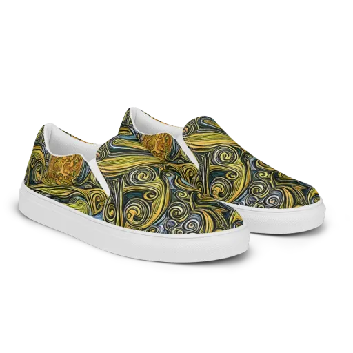 Solar Paisley on a Men's Slip-On Canvas Shoes