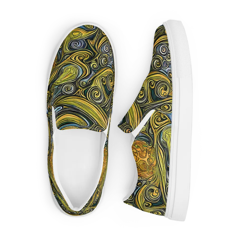 Solar Paisley on Men's Slip-On Canvas Shoes — Front