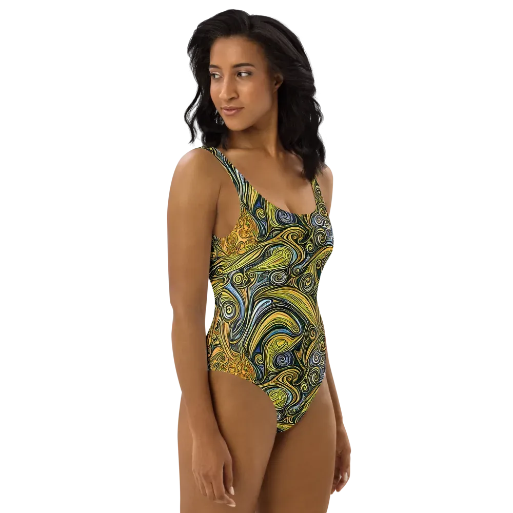 Solar Paisley on One-Piece Swimsuit — Right