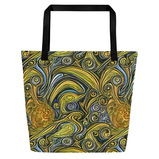 Solar Paisley on a Large Tote Bag W/ Pocket