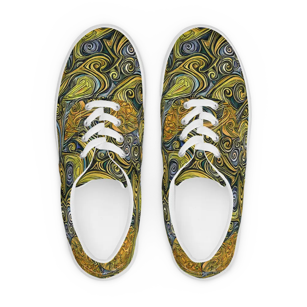 Solar Paisley on Men's Lace-Up Canvas Shoes — Front