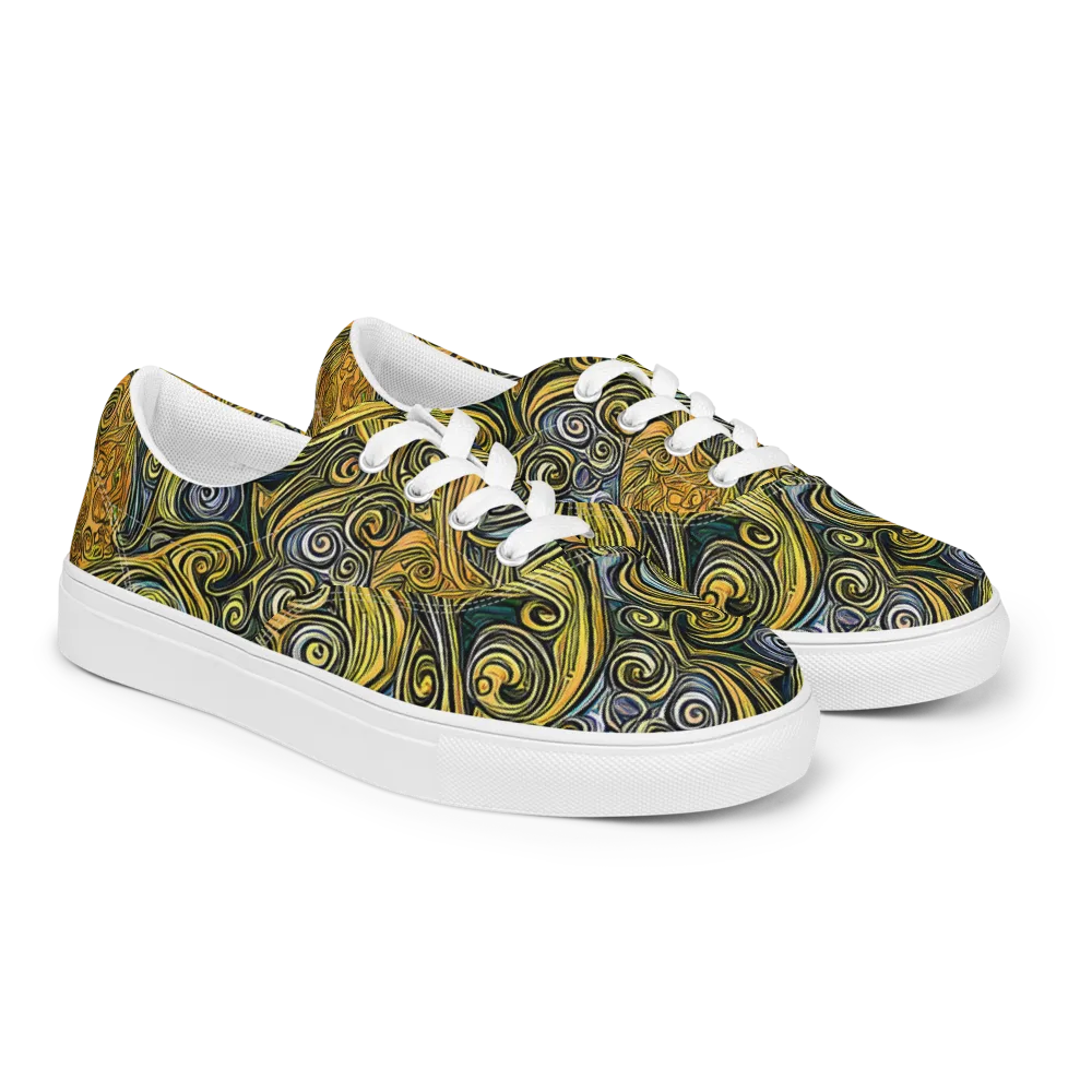Solar Paisley on Men's Lace-Up Canvas Shoes — Right Front