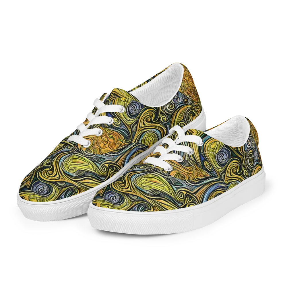 Solar Paisley on Men's Lace-Up Canvas Shoes — Left Front
