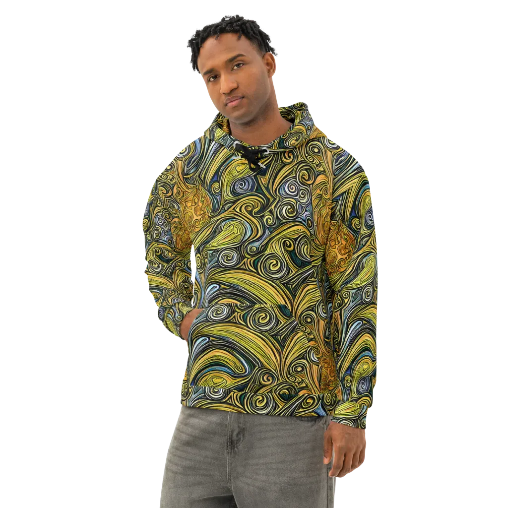 Solar Paisley on Cotton Hoodie — Left Front