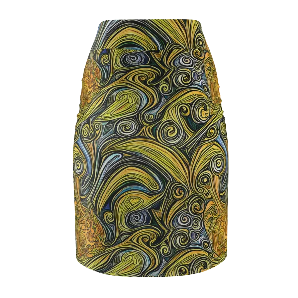 Solar Paisley on Pencil Skirt — Back