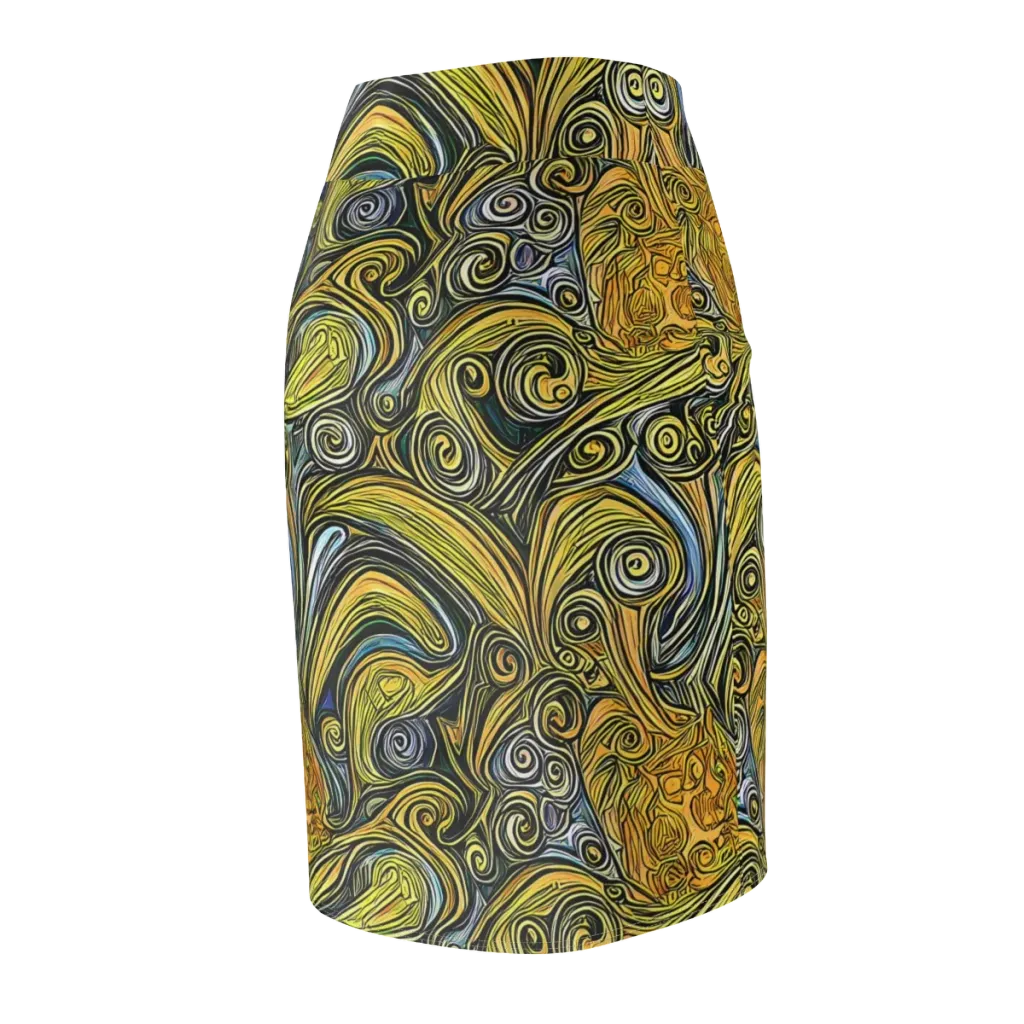 Solar Paisley on Pencil Skirt — Back Side