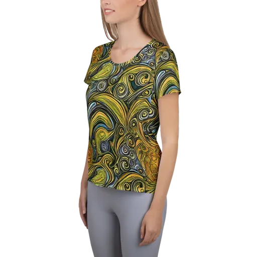 Solar Paisley on a Women's Athletic T-Shirt