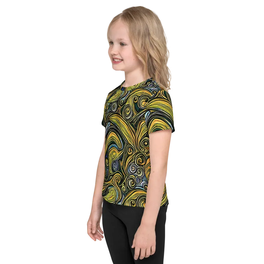 Solar Paisley on Kids Crew Neck T-Shirt — Left