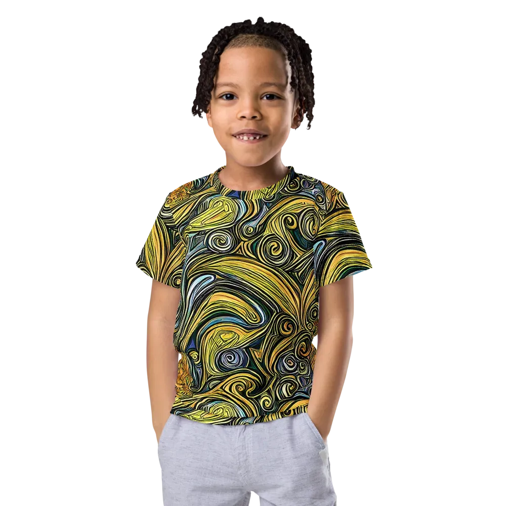 Solar Paisley on Kids Crew Neck T-Shirt — Front