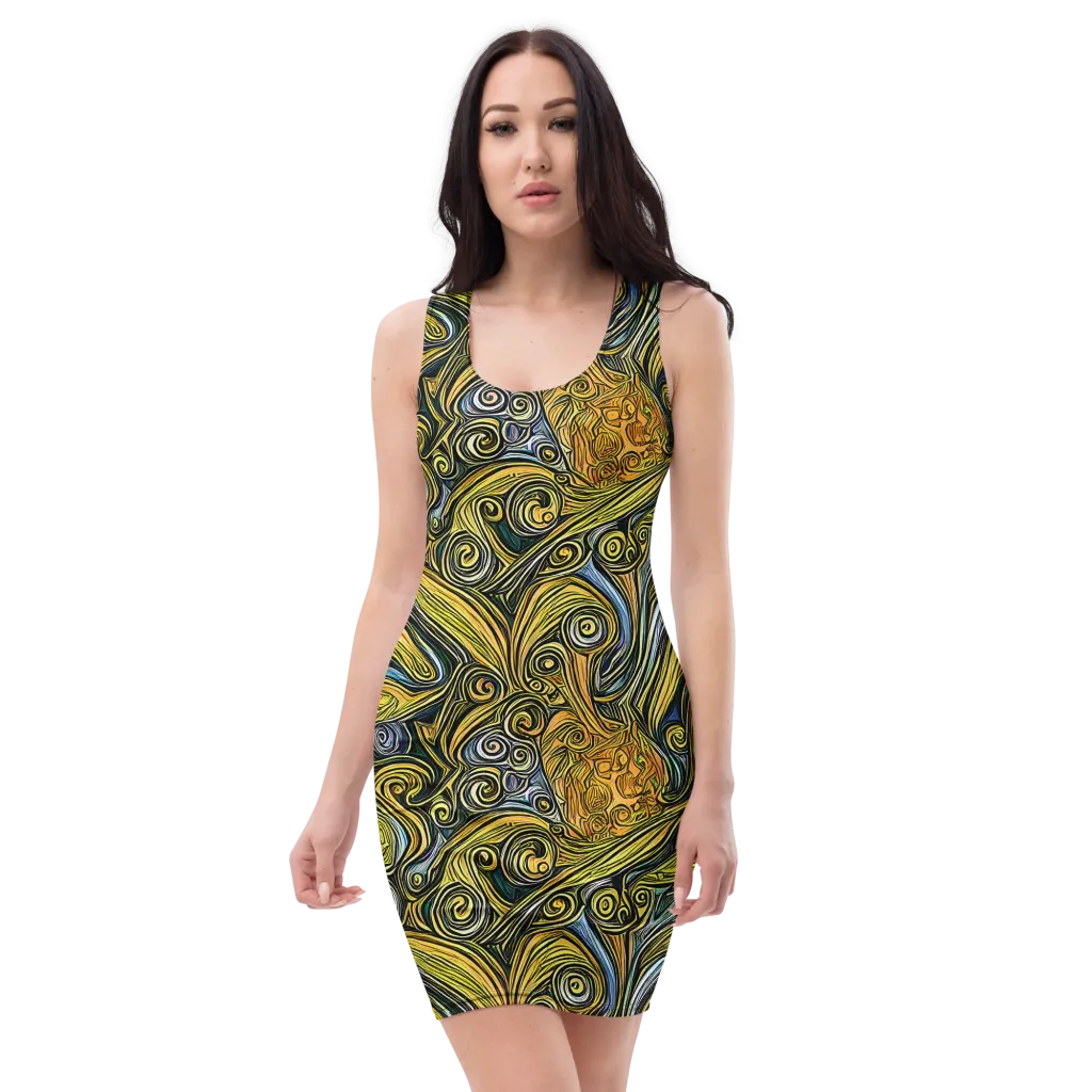 Solar Paisley on Bodycon Dress — Front