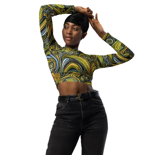 Solar Paisley on a Long Sleeve Crop Top