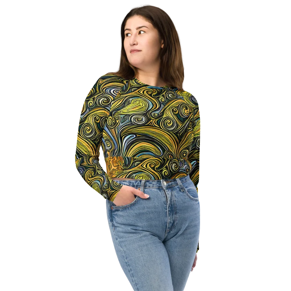 Solar Paisley on Long Sleeve Crop Top — Front