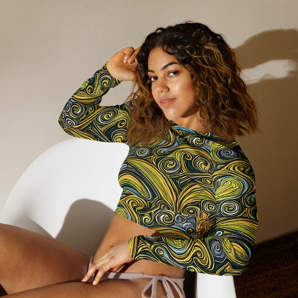 Solar Paisley on Long Sleeve Crop Top — Left Front