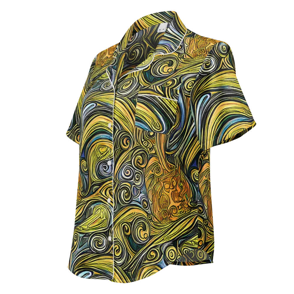 Solar Paisley on Women's Short Sleeve Pajama Top — Left Front