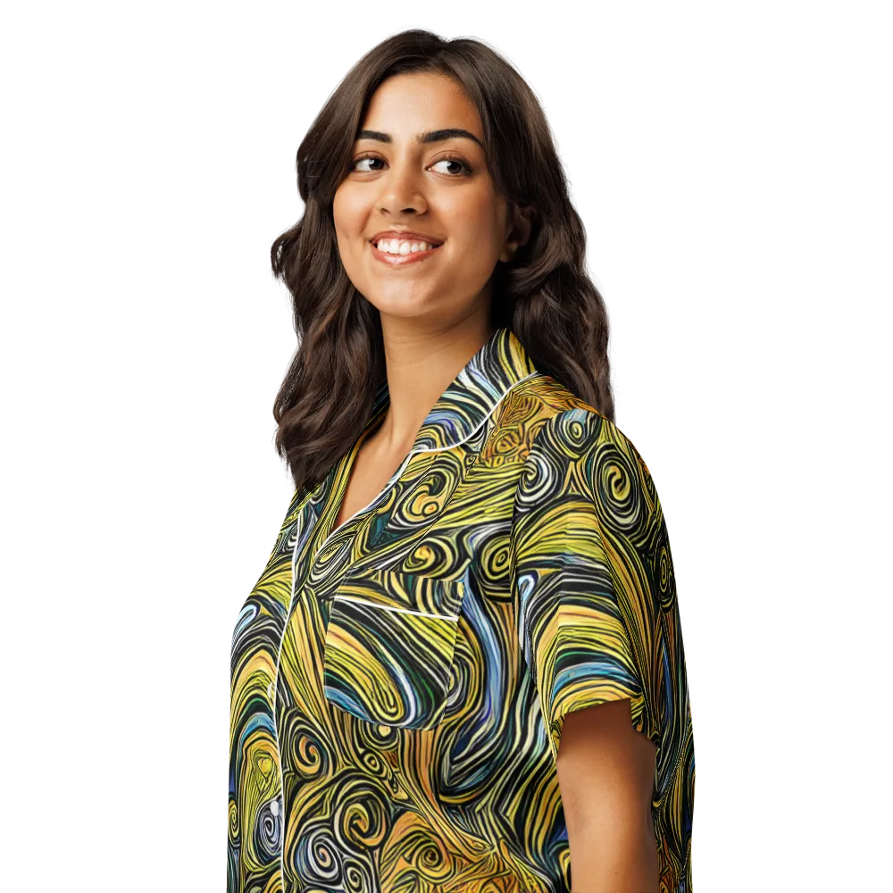 Solar Paisley on Women's Short Sleeve Pajama Top — Left Front