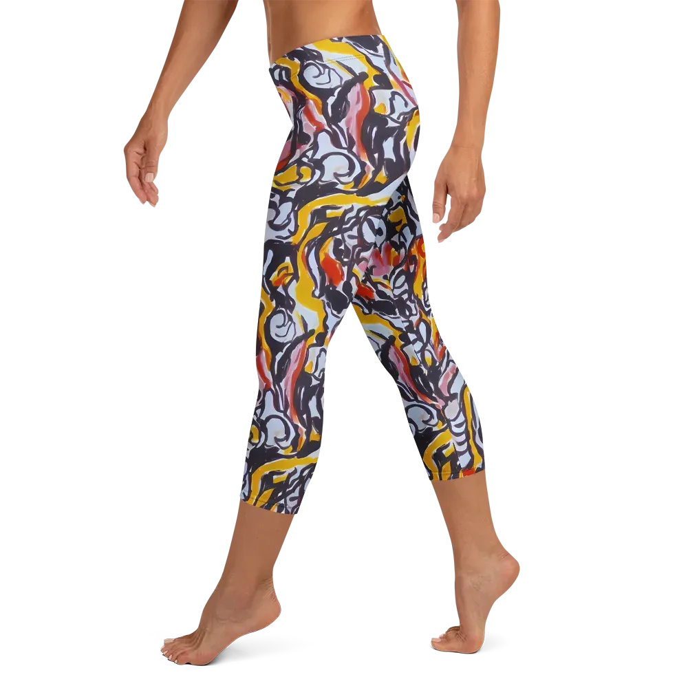 Saffron After Dark on Capri Leggings — Left