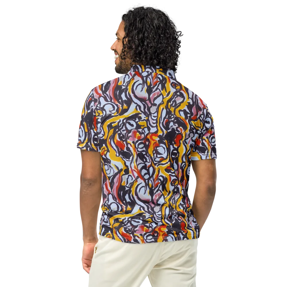 Saffron After Dark on Men's Slim Fit Polo Shirt — Back