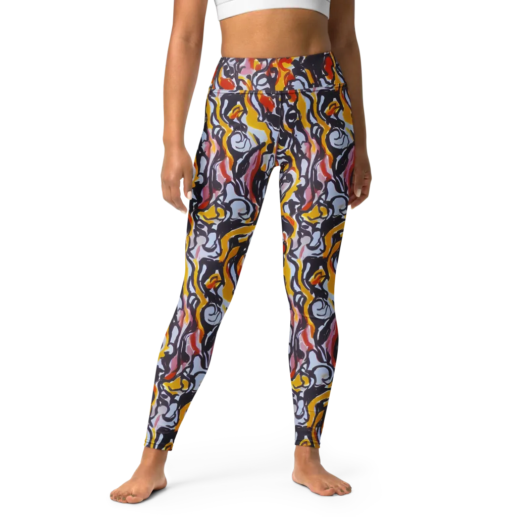 Saffron After Dark on Yoga Leggings — Front