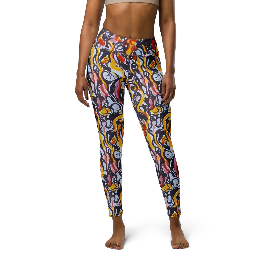 Saffron After Dark on Yoga Leggings — Front