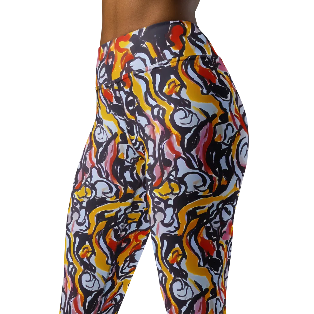 Saffron After Dark on Yoga Leggings — Left Front