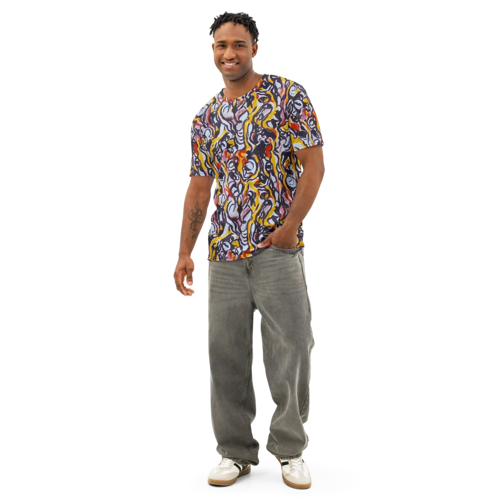 Saffron After Dark on Men's Cotton Crew Neck T-Shirt — Front