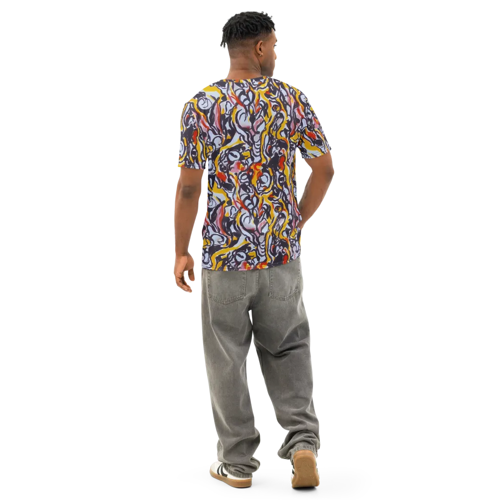 Saffron After Dark on Men's Cotton Crew Neck T-Shirt — Back