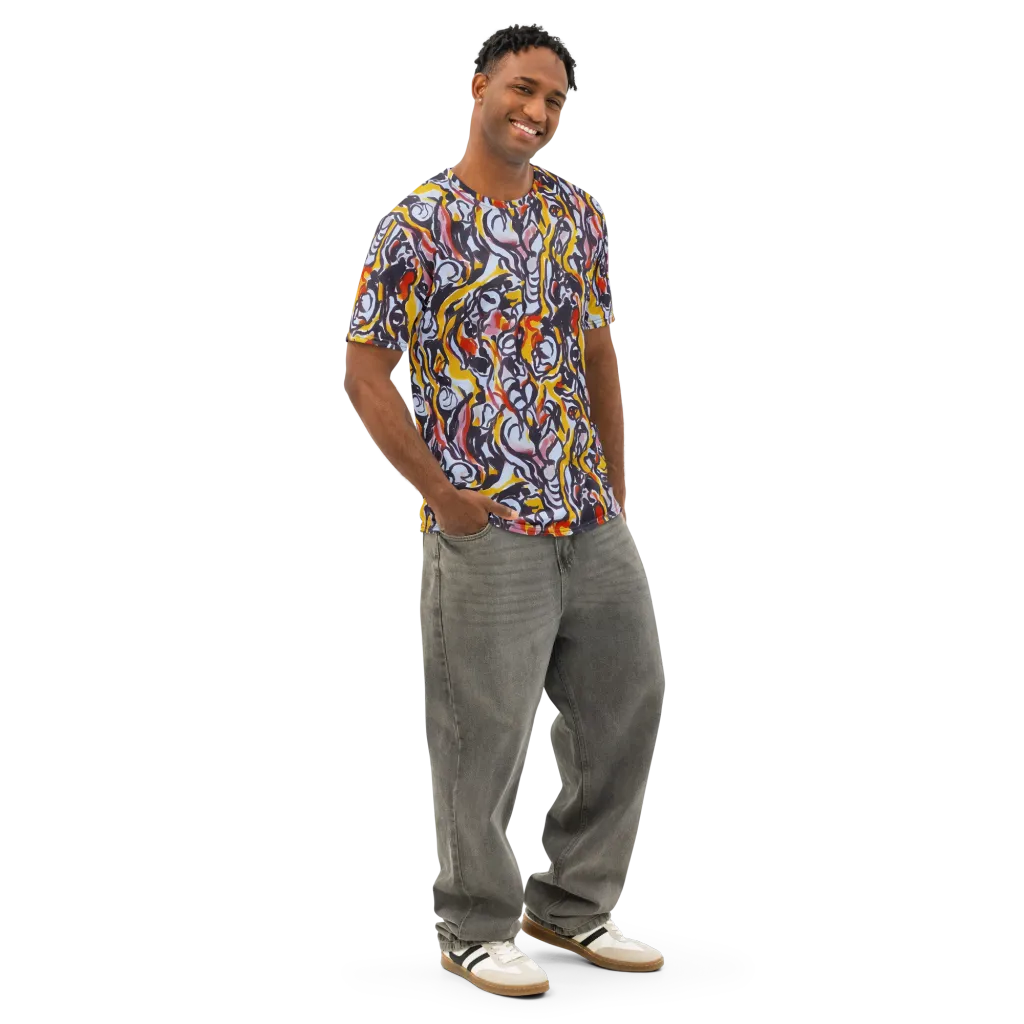 Saffron After Dark on Men's Cotton Crew Neck T-Shirt — Right Front