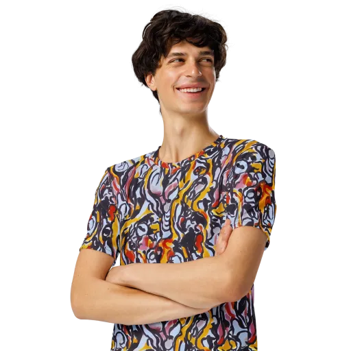 Saffron After Dark on a Men's Crew Neck T-Shirt