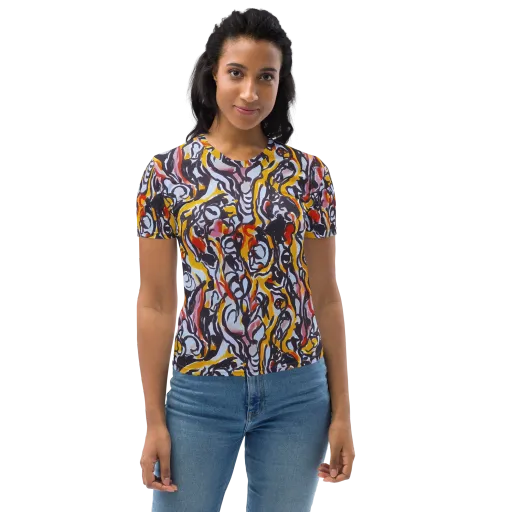 Saffron After Dark on a Women's Crew Neck T-Shirt