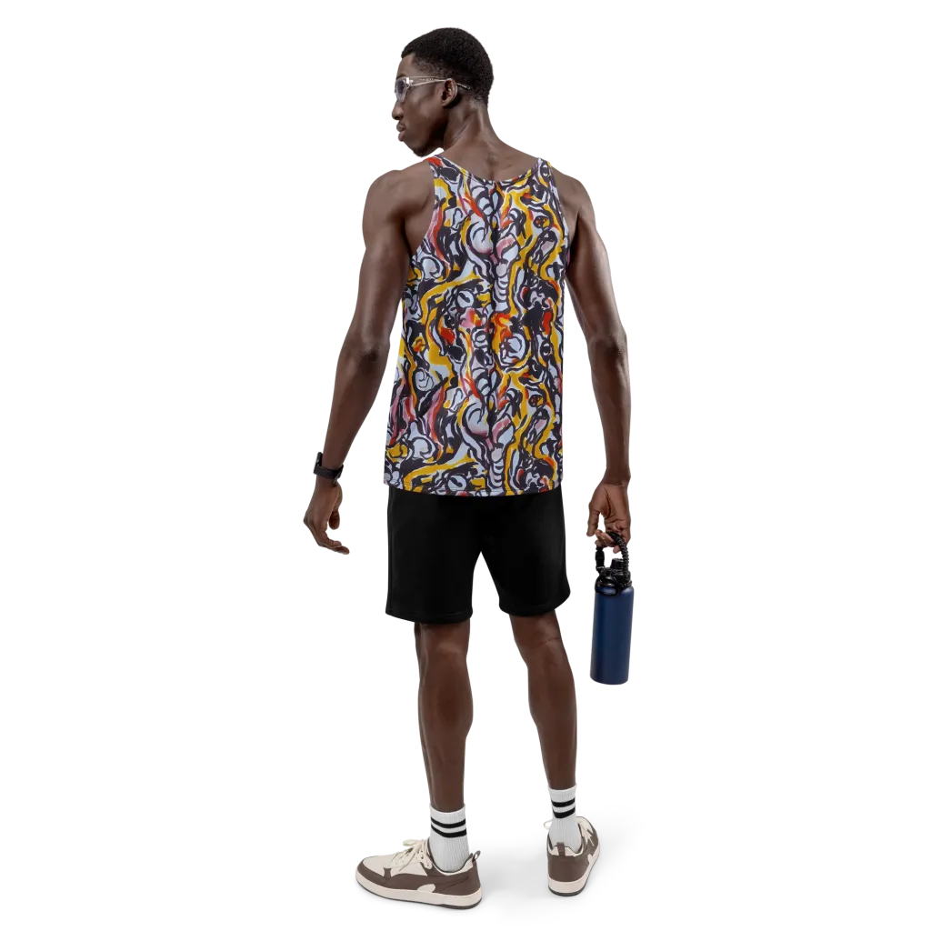 Saffron After Dark on Men's Tank Top — Back