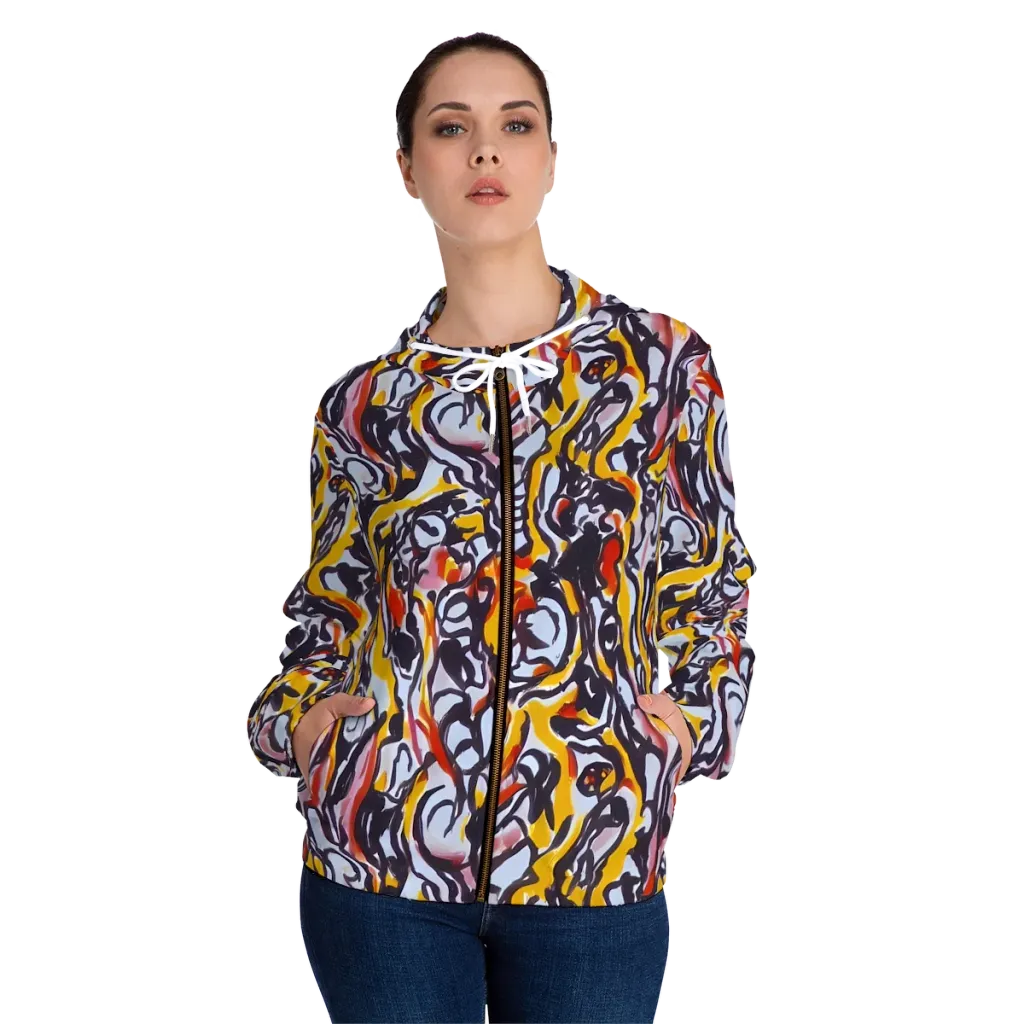 Saffron After Dark on Women's Full-Zip Hoodie — Front On Person