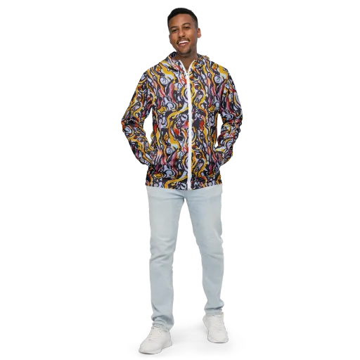 Saffron After Dark on a Men's Windbreaker
