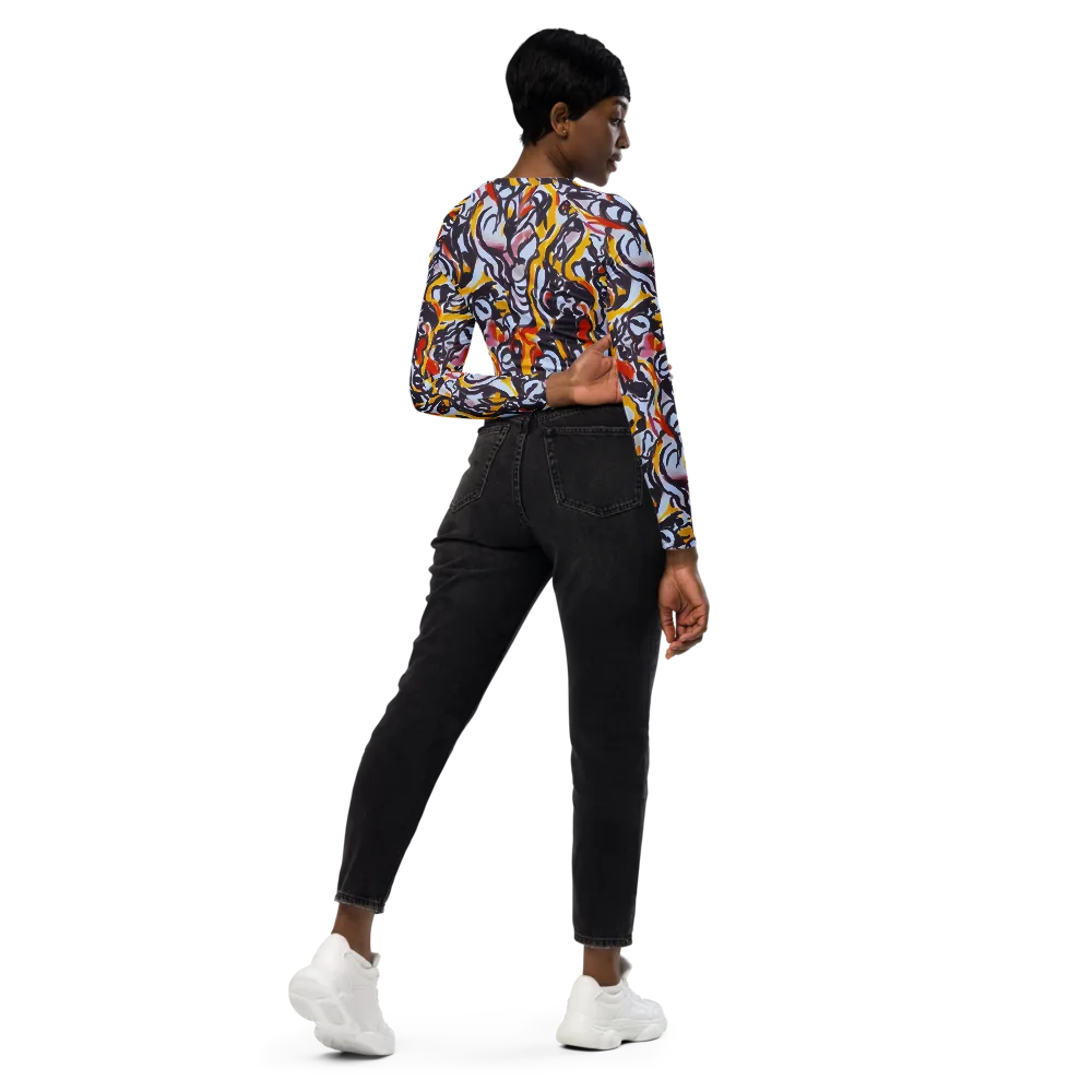 Saffron After Dark on Long Sleeve Crop Top — Right Back