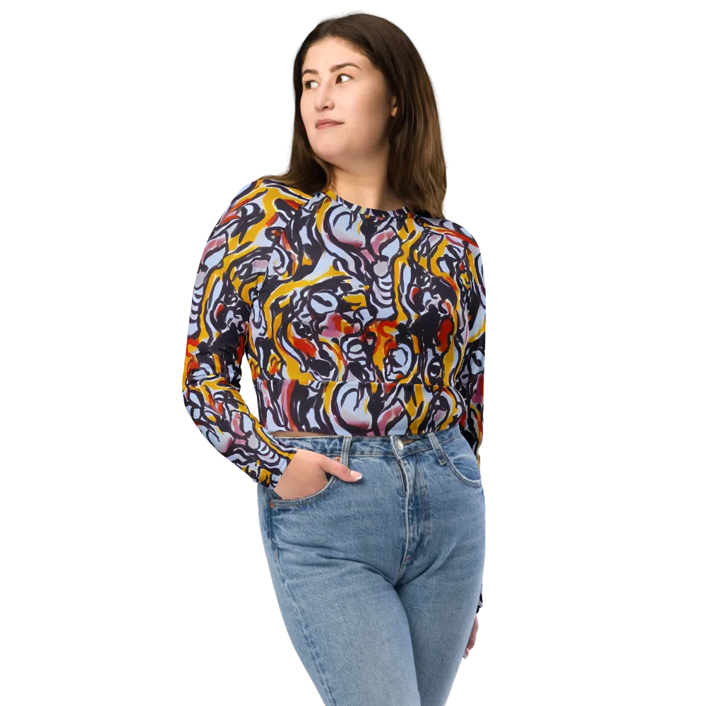 Saffron After Dark on Long Sleeve Crop Top — Front