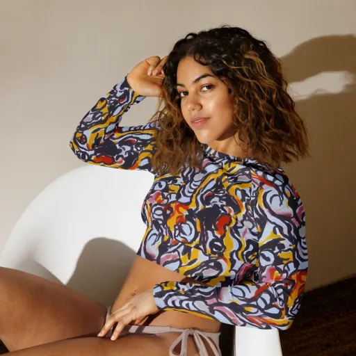 Saffron After Dark on a Long Sleeve Crop Top