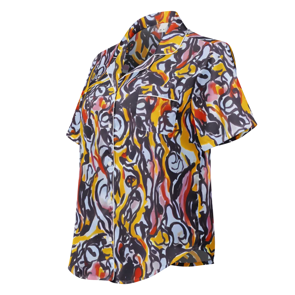 Saffron After Dark on Women's Short Sleeve Pajama Top — Left Front