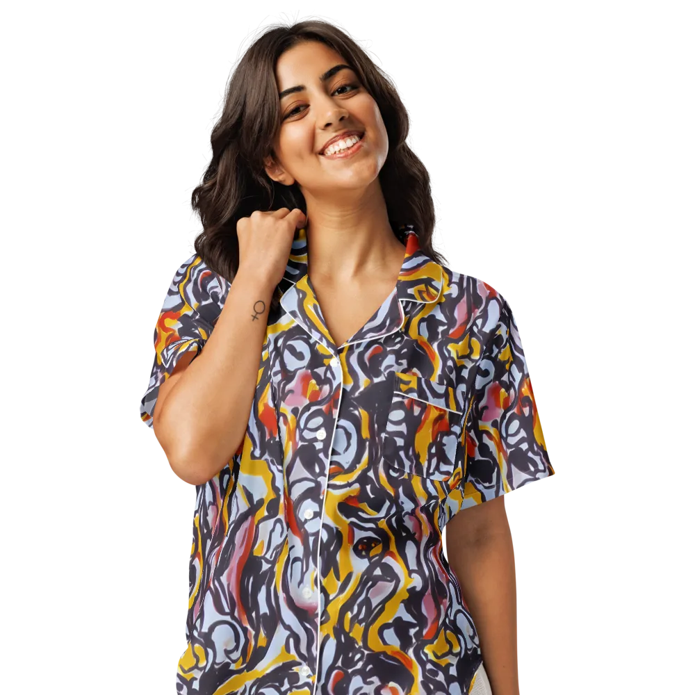 Saffron After Dark on Women's Short Sleeve Pajama Top — Front