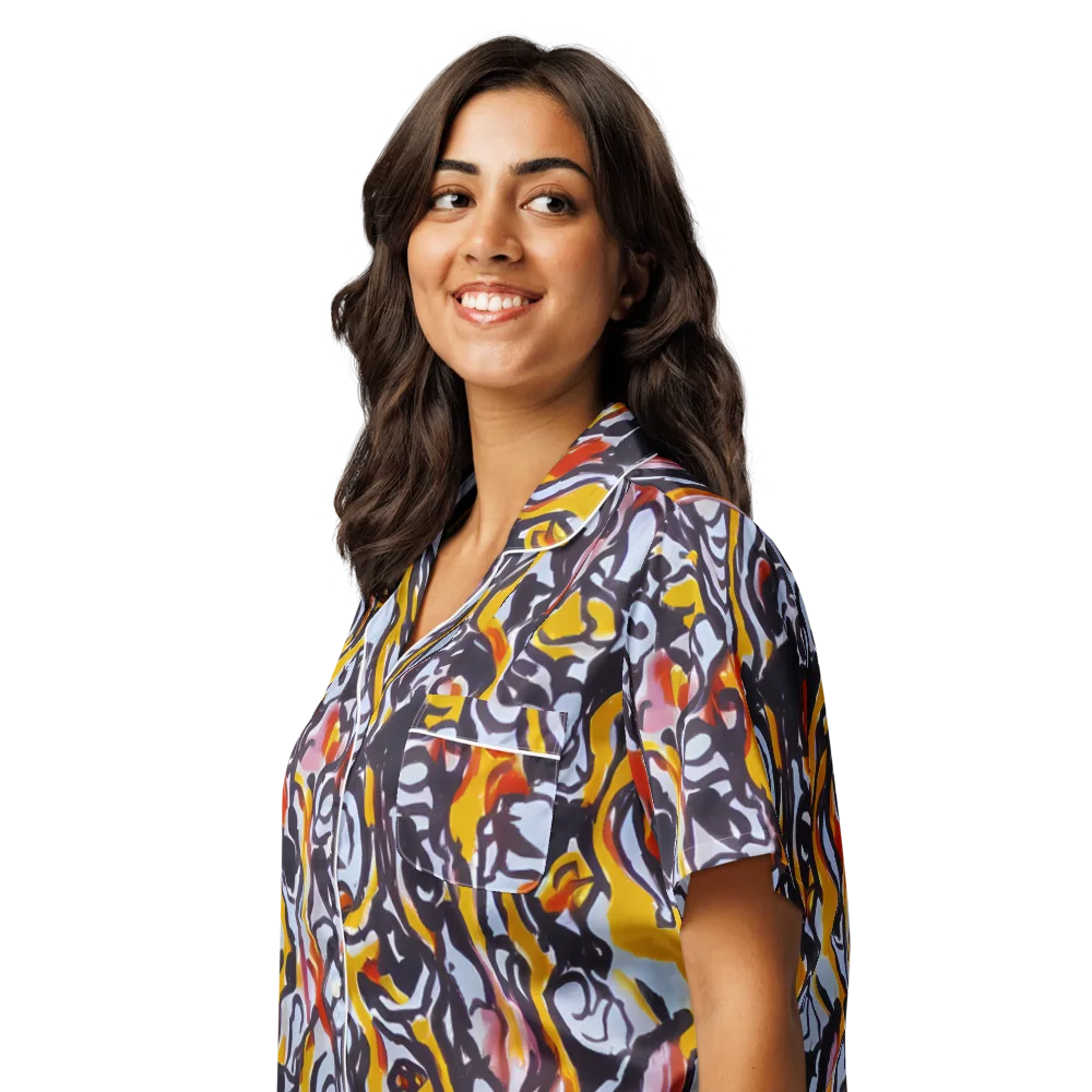 Saffron After Dark on Women's Short Sleeve Pajama Top — Left Front