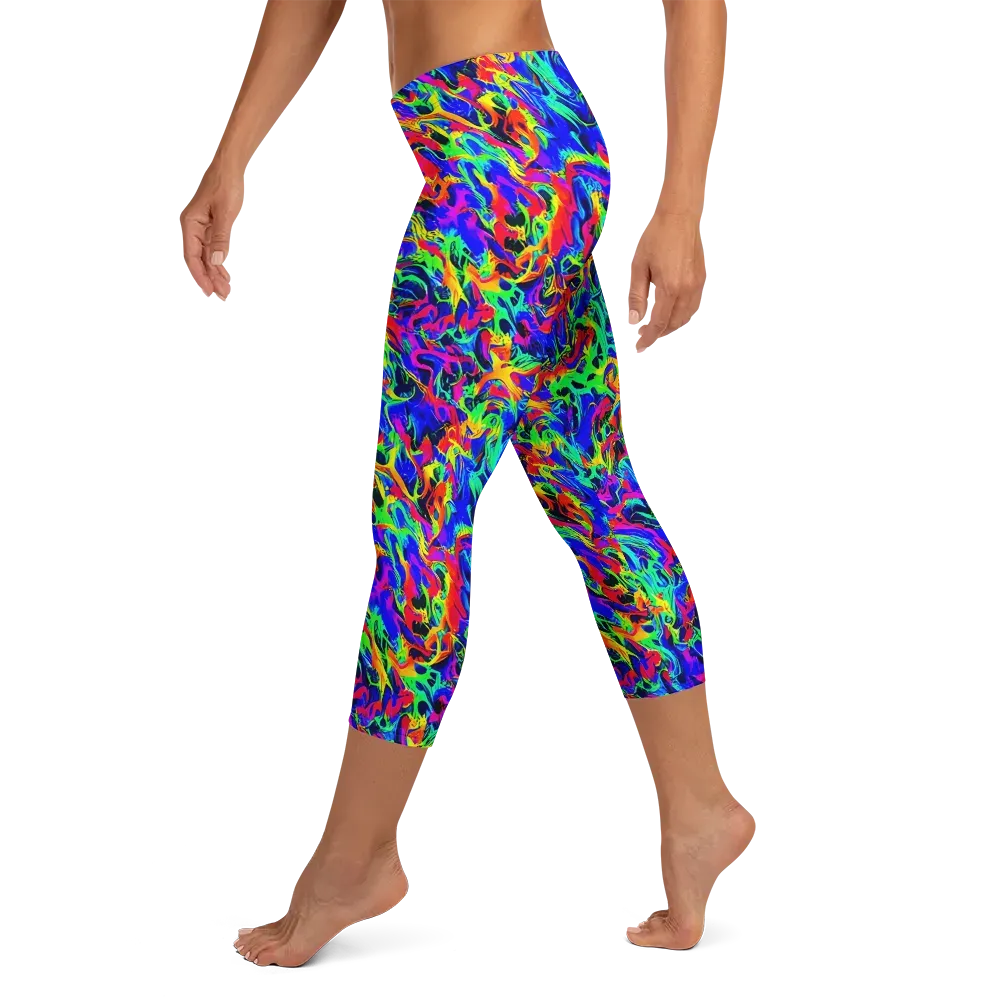 Electric Chromatic on Capri Leggings — Left