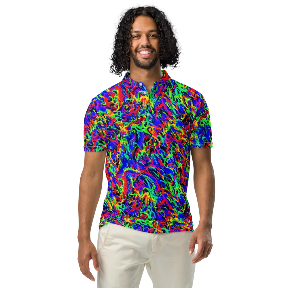 Electric Chromatic on Men's Slim Fit Polo Shirt — Front