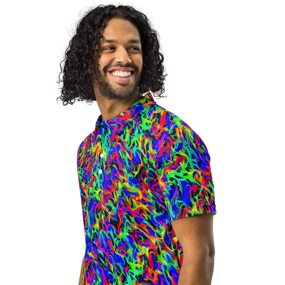 Electric Chromatic on Men's Slim Fit Polo Shirt — Left Front