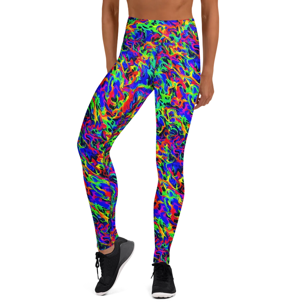 Electric Chromatic on Yoga Leggings — Front