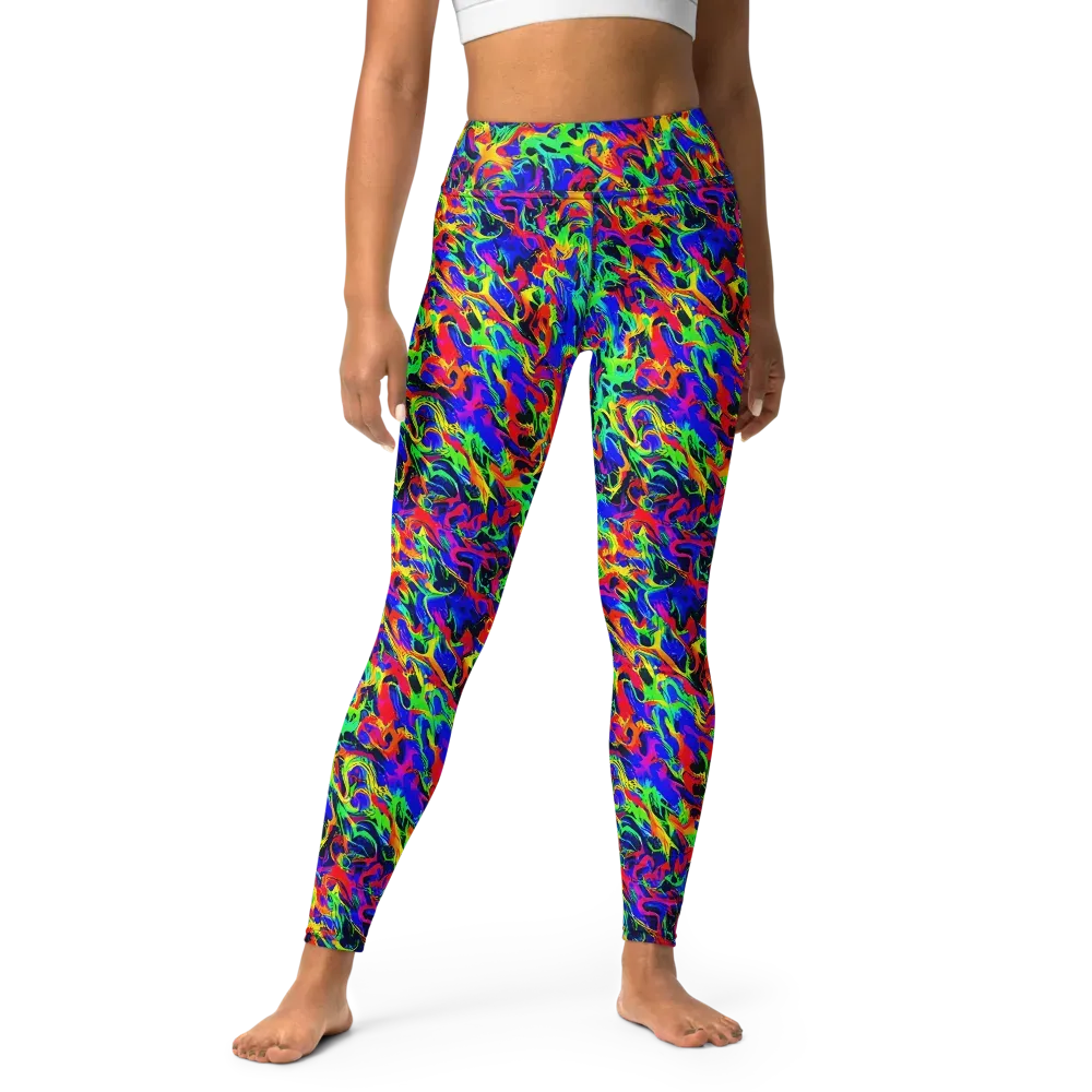 Electric Chromatic on Yoga Leggings — Front