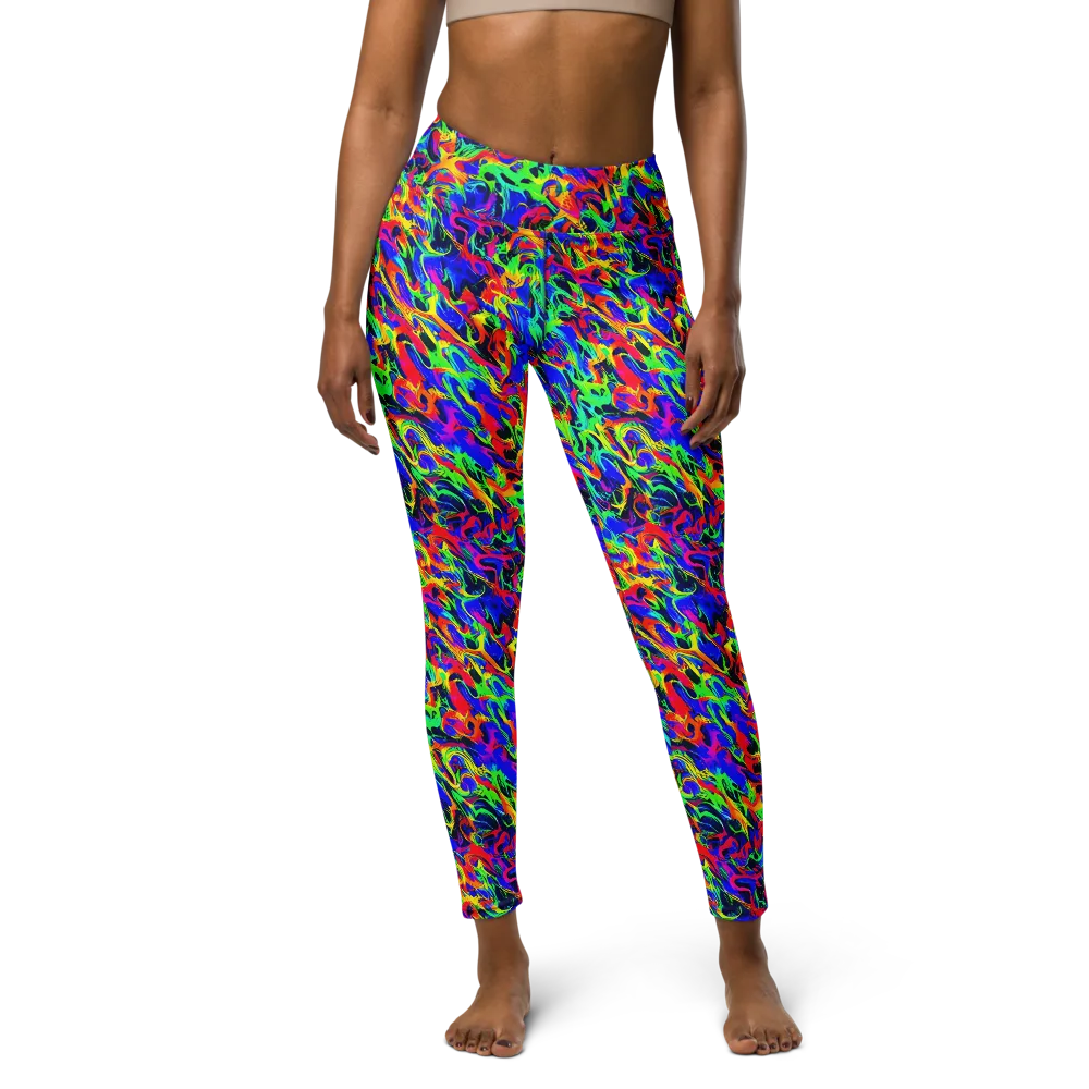 Electric Chromatic on Yoga Leggings — Front